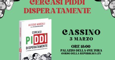 Cassino,Presentazione Libro “Cercasi Piddì disperatamente” di Alessio Marzilli